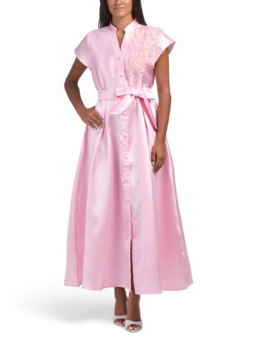 NANCY YANG 3d Applique Shirt Dress